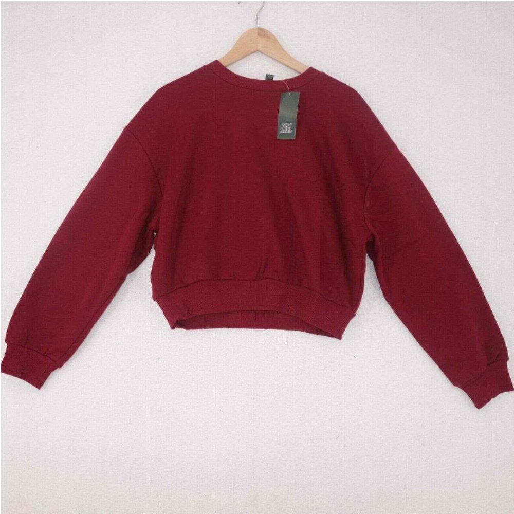 NEW Wild Fable Cropped Sweatshirt Berry Maroon Wine Red - Unisex